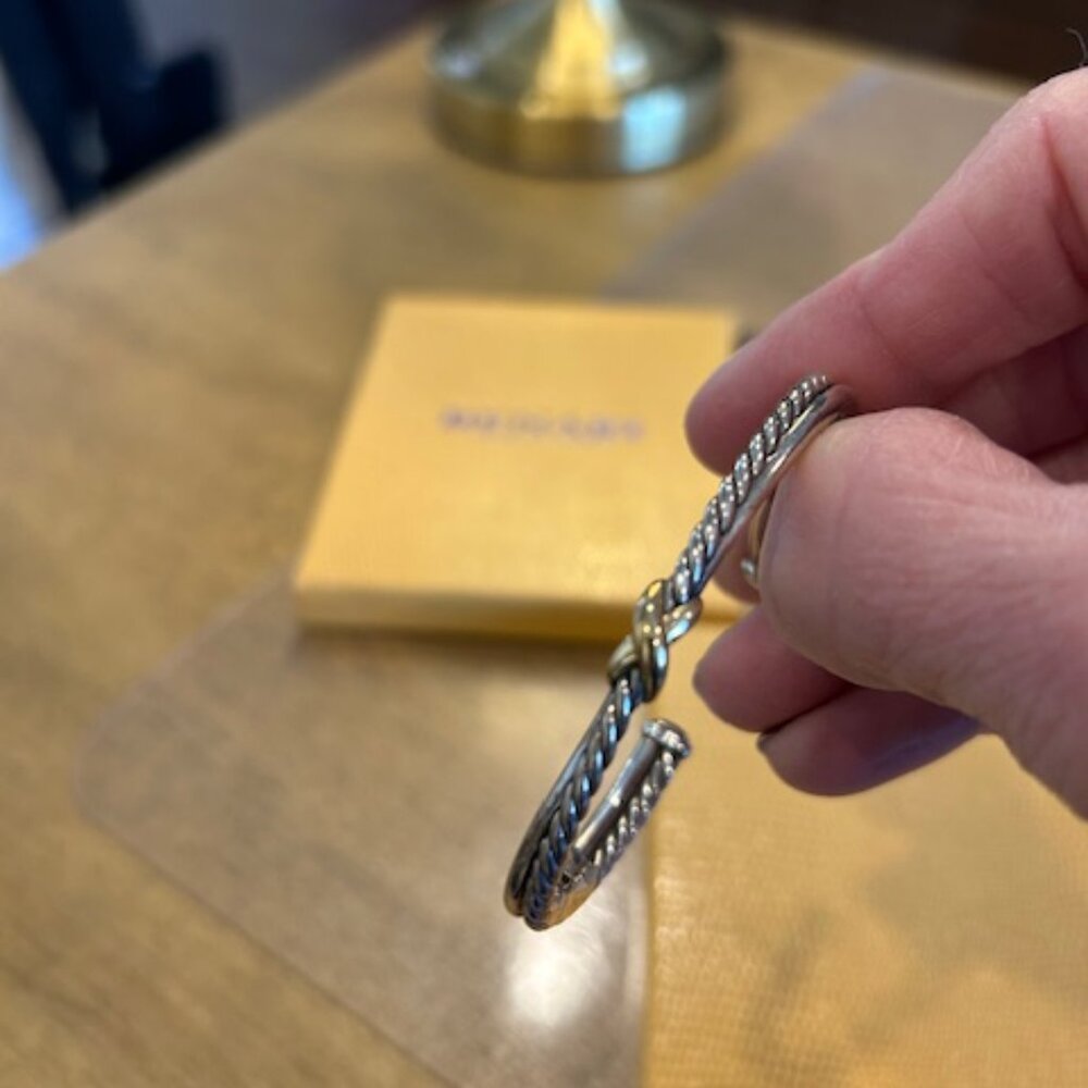 David Yurman Cable Open Cuff Bracelet | Sterling Silver | Medium Fit - Picture 7 of 8